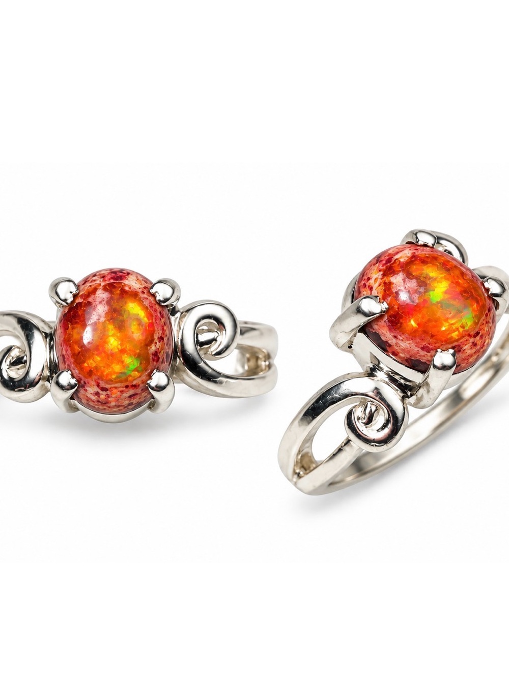 Size 7 fire opal sterling silver ring